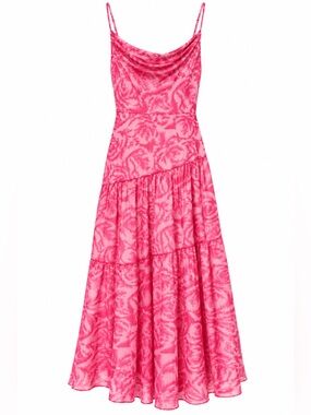 NWT ZESICA Pink Floral Cowl Neck Maxi Dress Size Medium